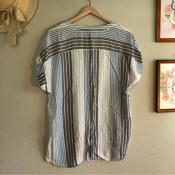 Jones NY Striped Half Zipper Tunic Blouse - Picture 3 of 9